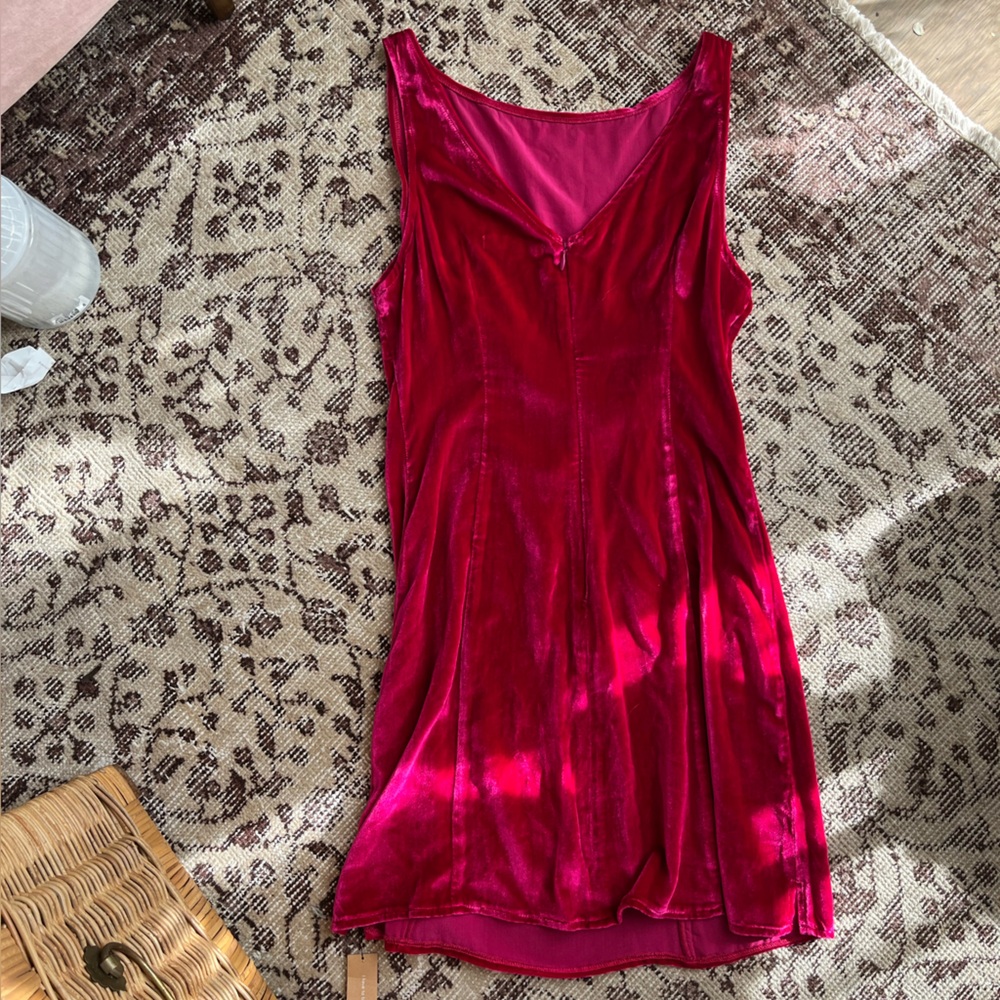 Reformation Brisbane pink rhubarb mini velvet dress size 0